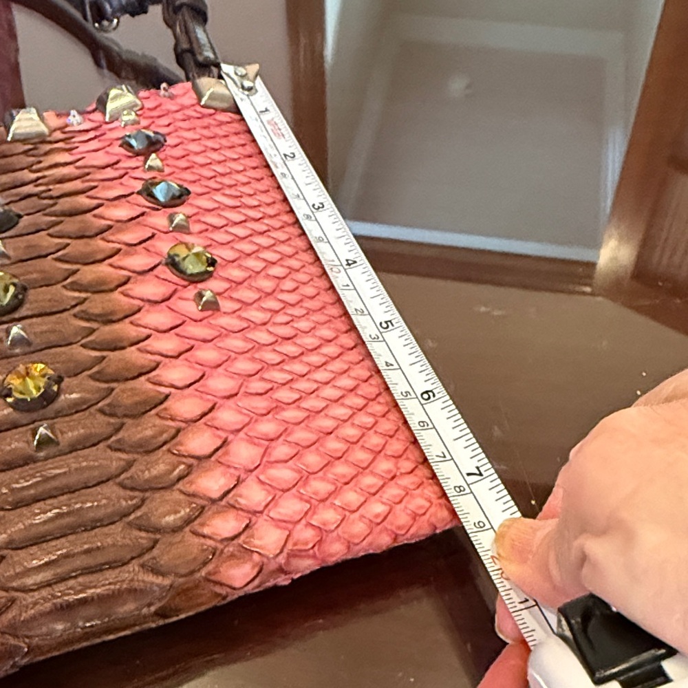 Prada Pink and Brown Python Patent Envelope Pouch - image 4